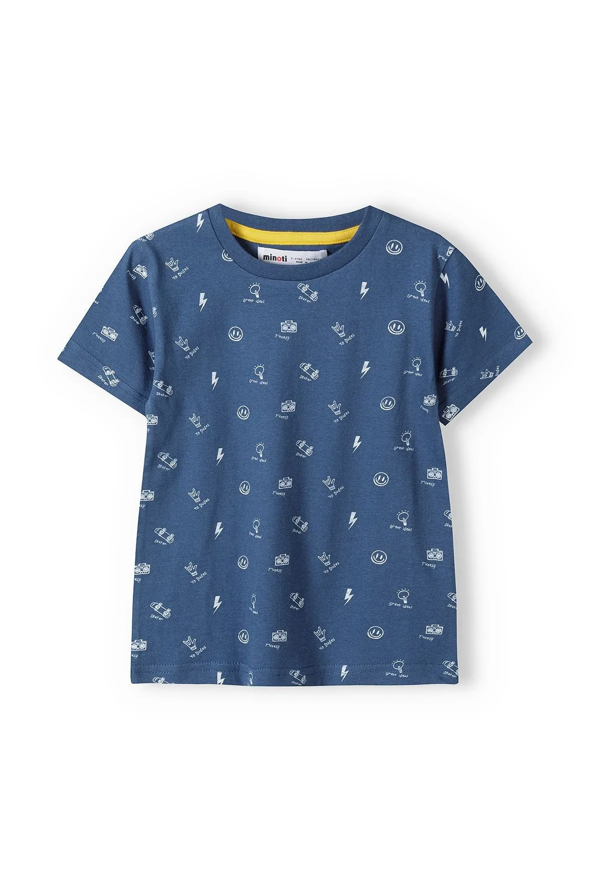 Minoti 38413 t-shirt mørkeblå med print til drenge