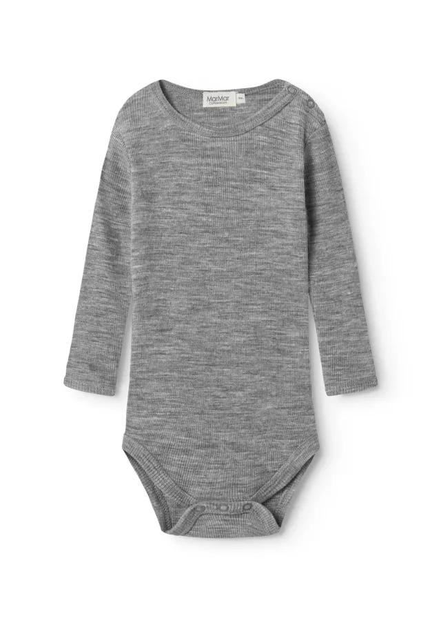 MarMar Bense bodystocking Grey Melange uld rib