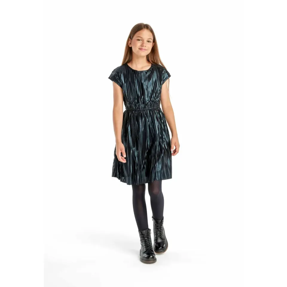 Minoti 39787 kjole sort metallic plisseret