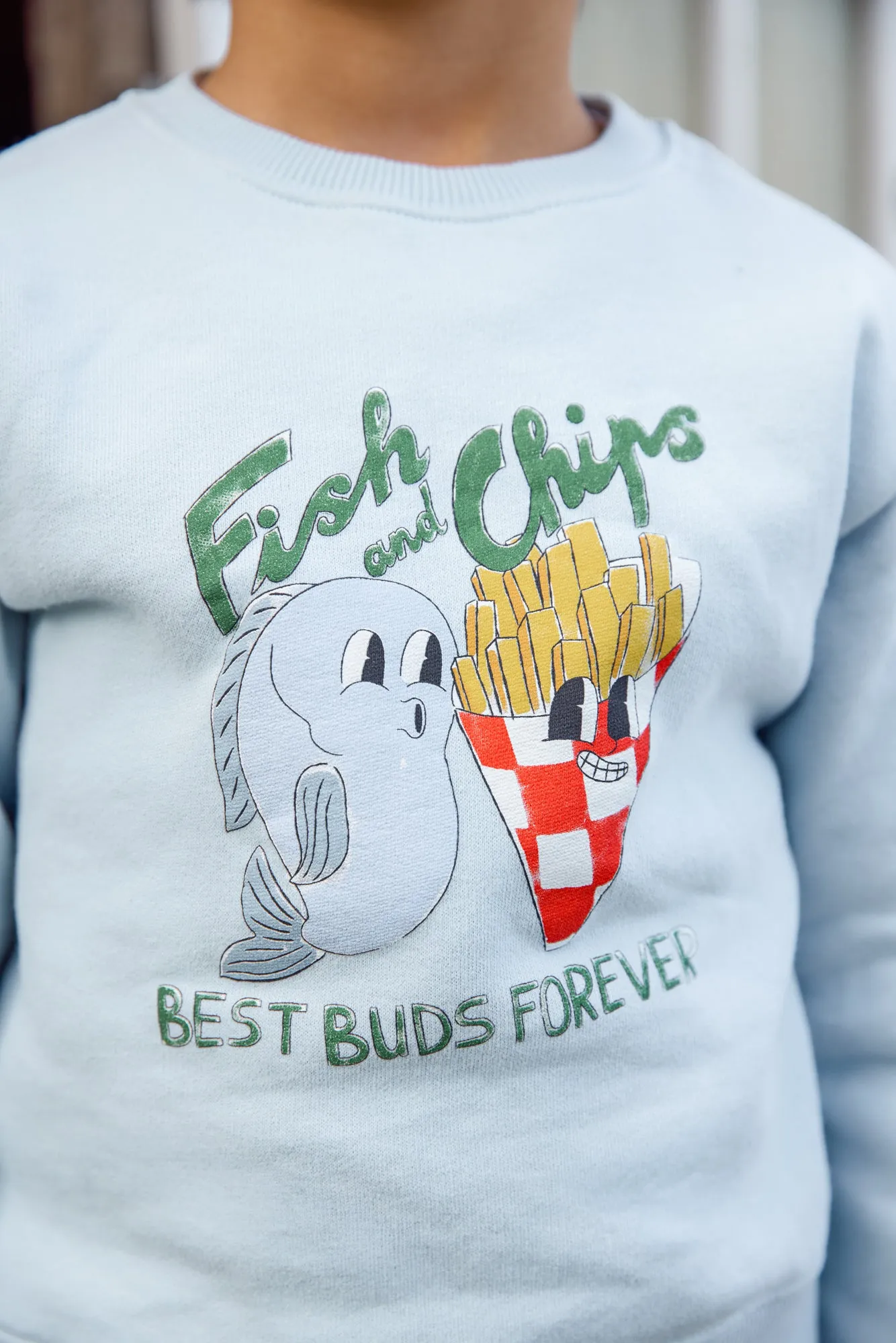 Bonton Smile Fish Bleu sweatshirt blå bomuld