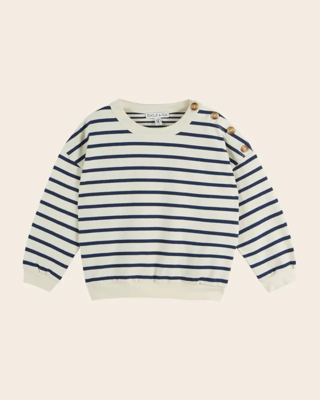 Emile et Ida Marinière sweatshirt blå strib øko