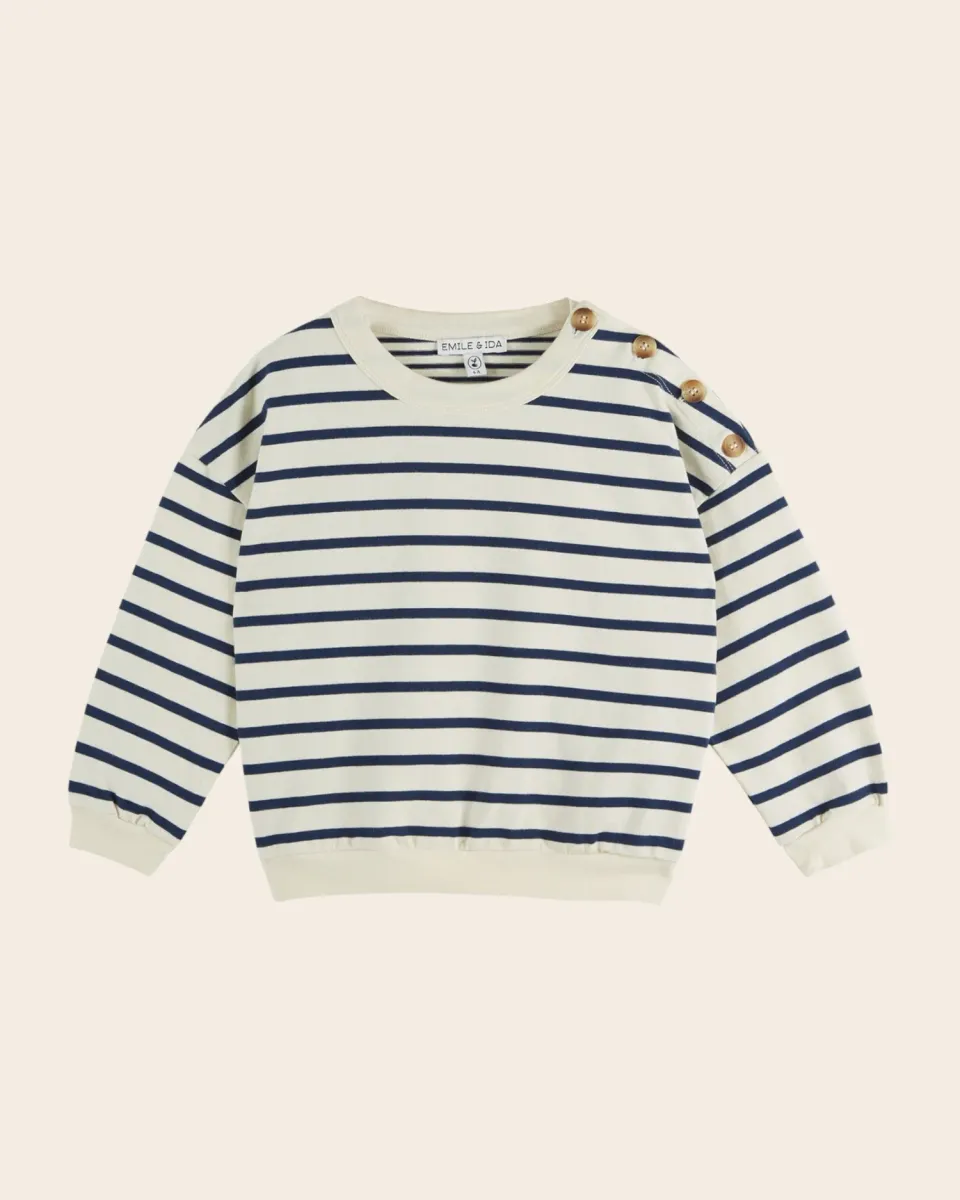 Emile et Ida Marinière sweatshirt blå strib øko