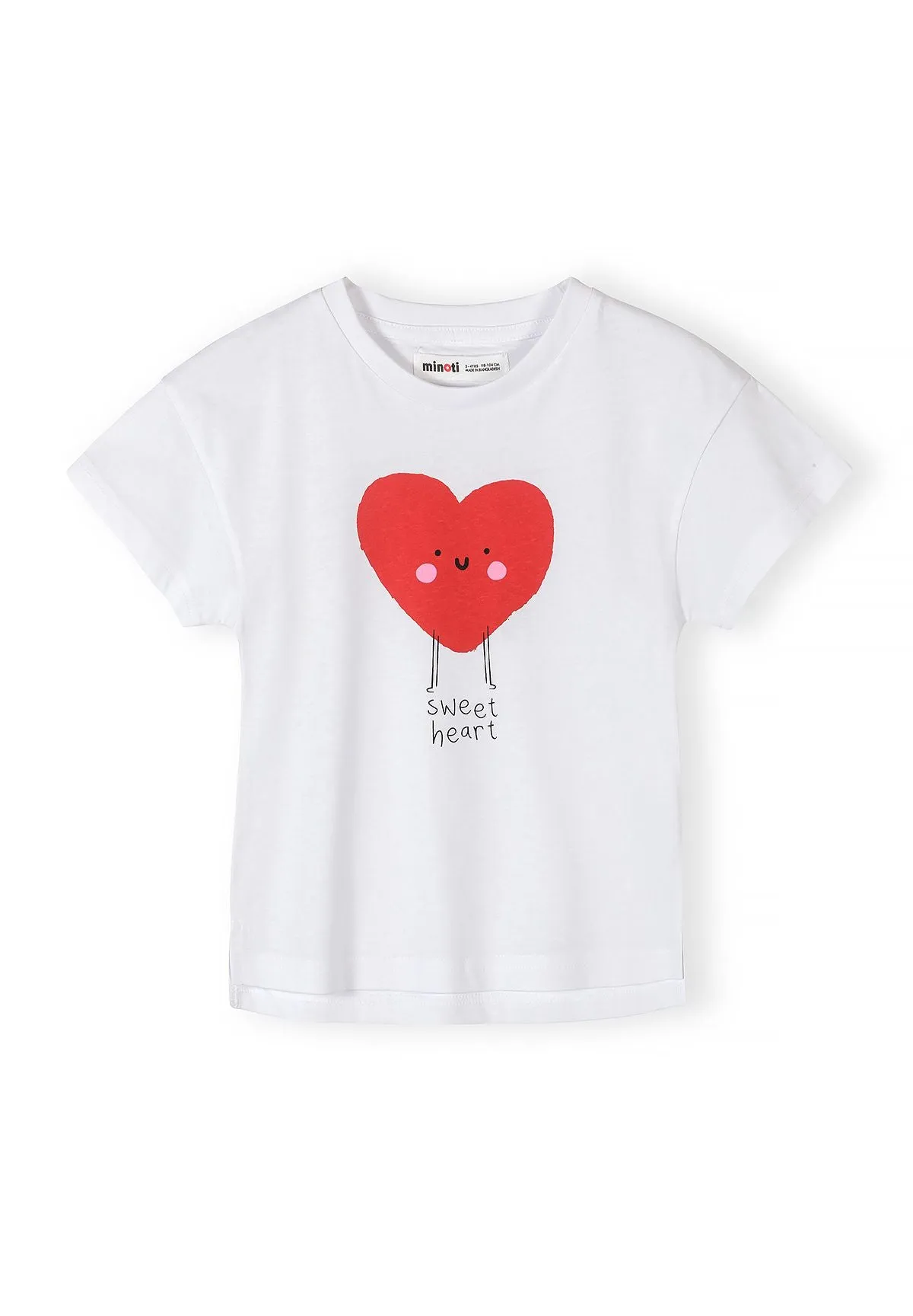 Minoti 44812 T-shirt 5-pak hvid hjerteprint til piger