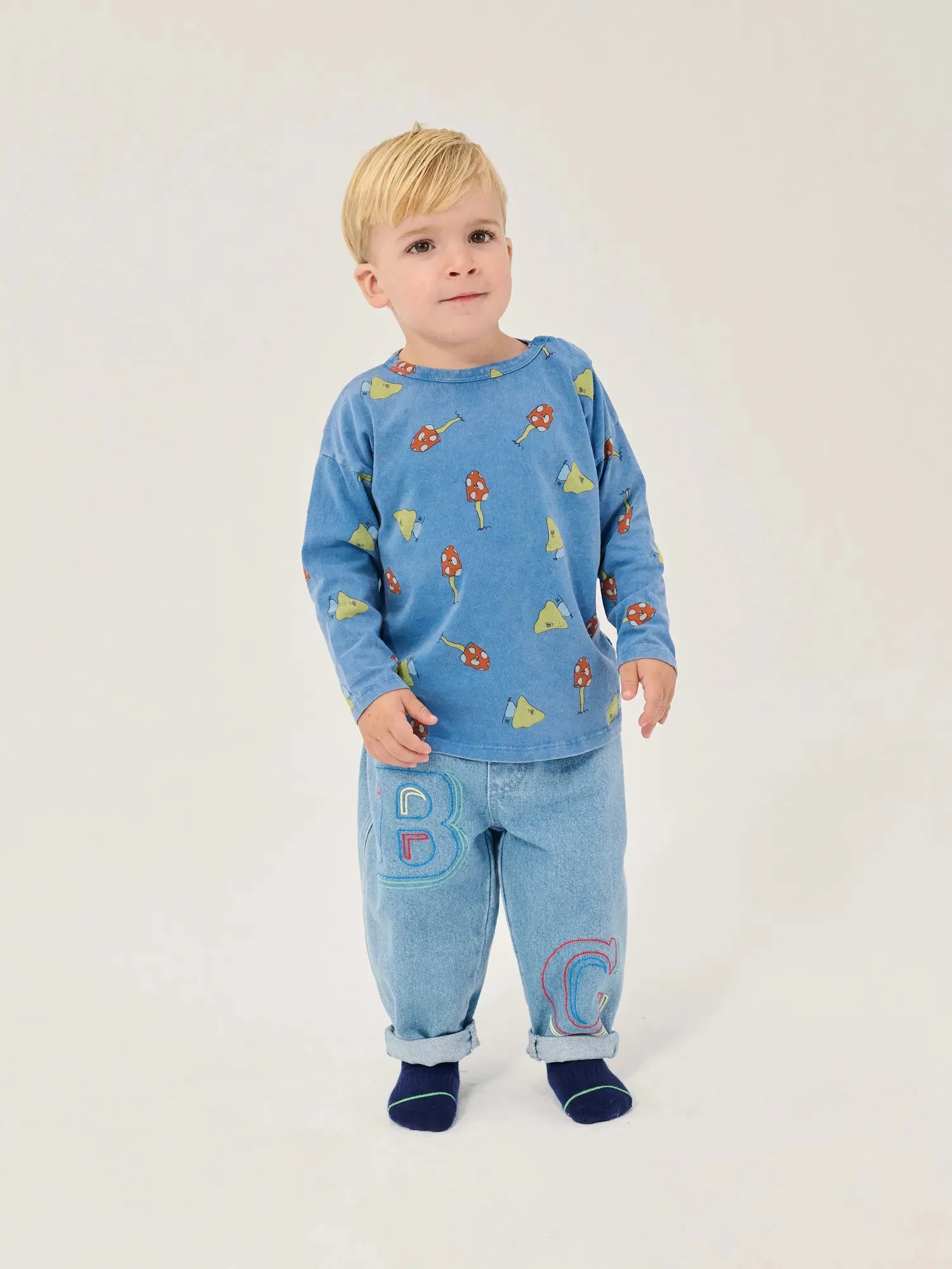 Bobo Choses Mush Monster Duo T-shirt blå 12M økologisk