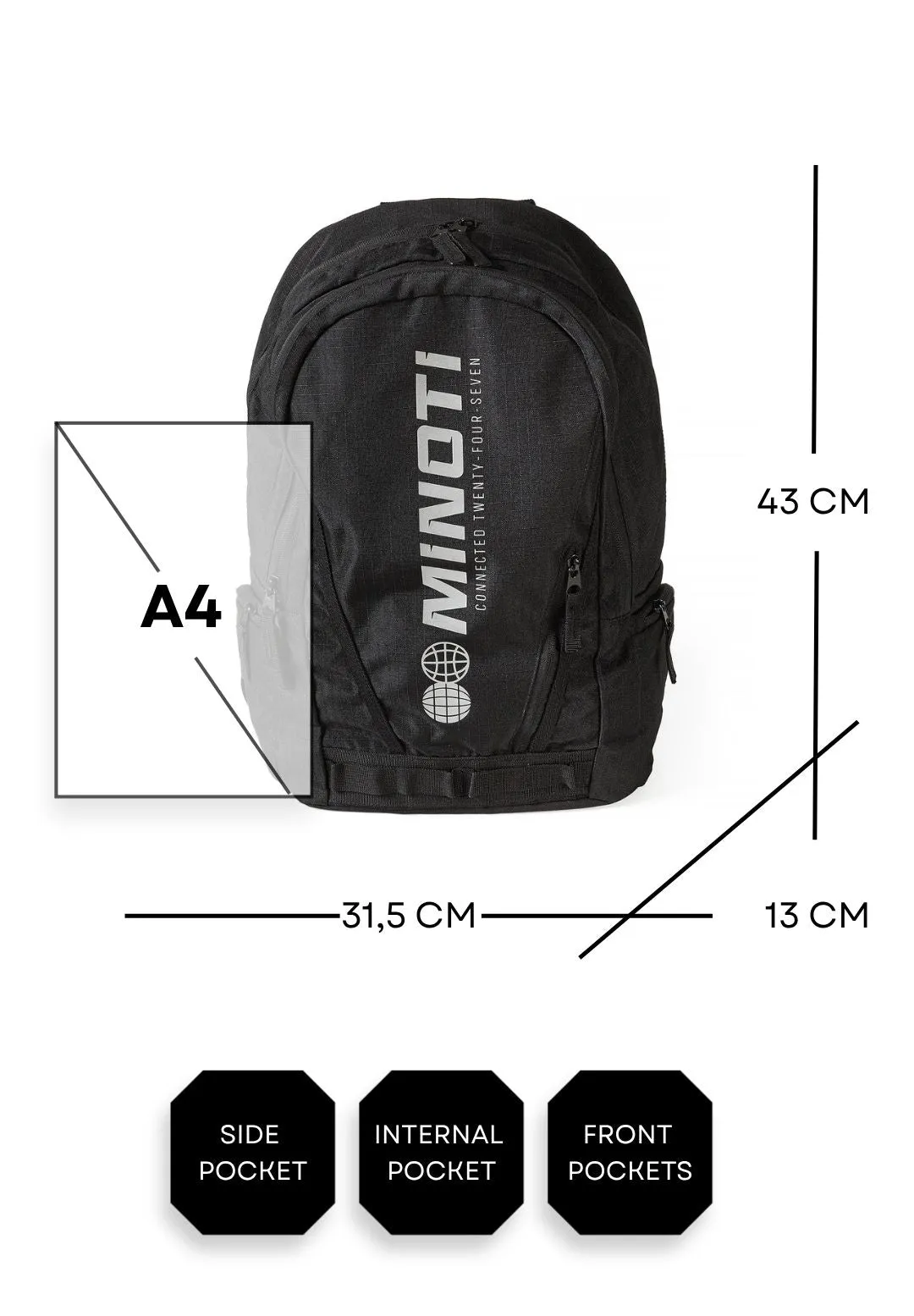 Minoti 45934 rygsæk sort ripstoponesize