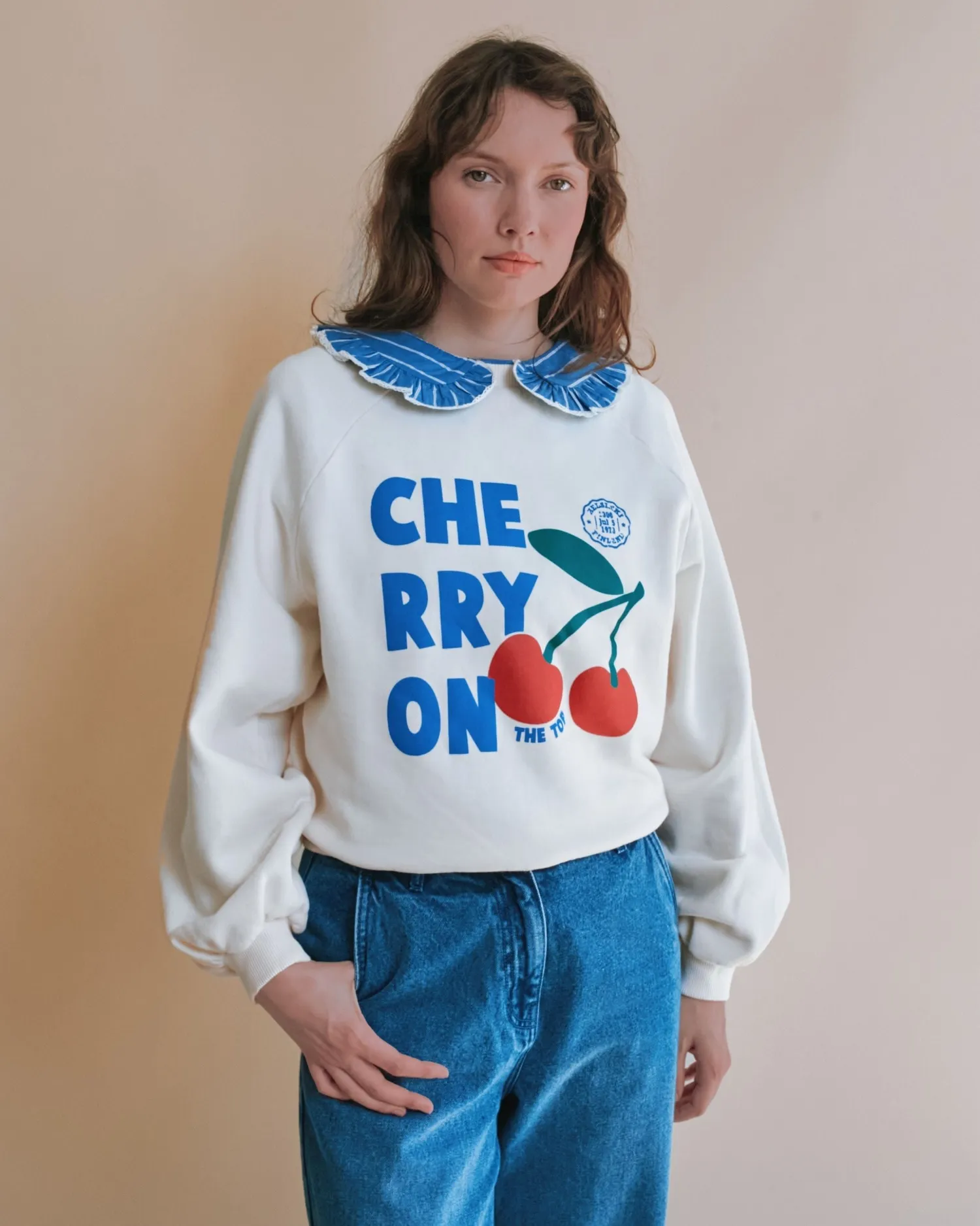 Emile et Ida Cherry sweatshirt ecru dame