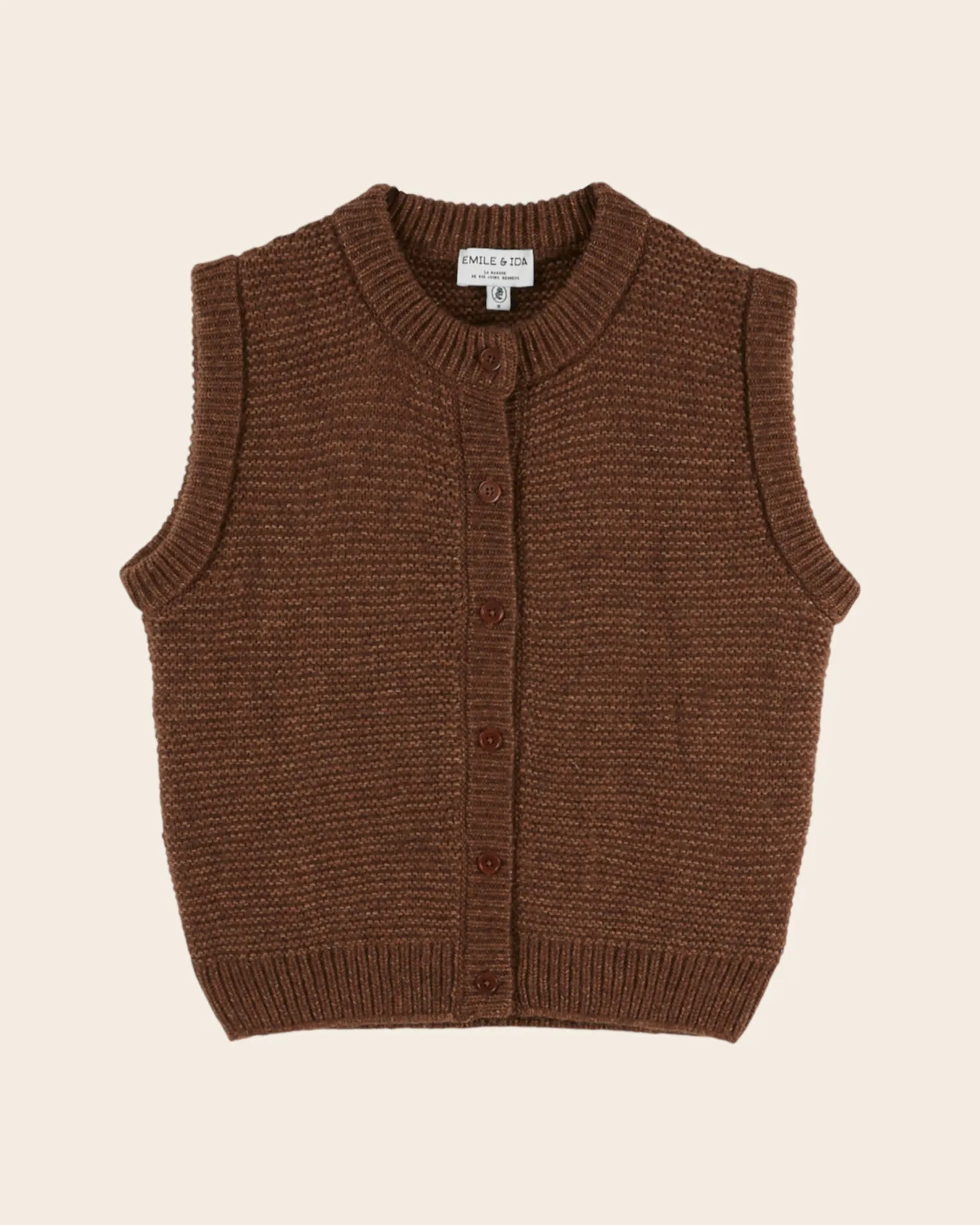 Emile et Ida vest brun ærmeløs merino uld