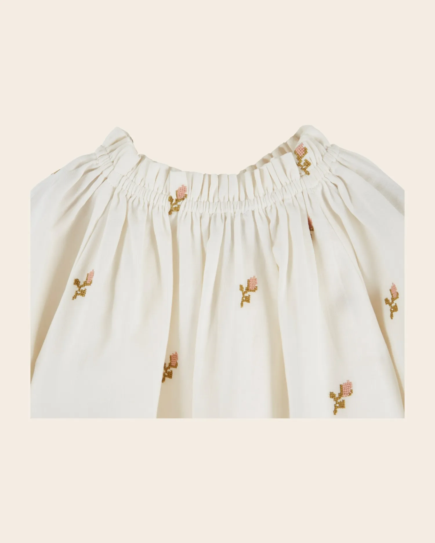 Emile et Ida broderet bluse flonel ecru