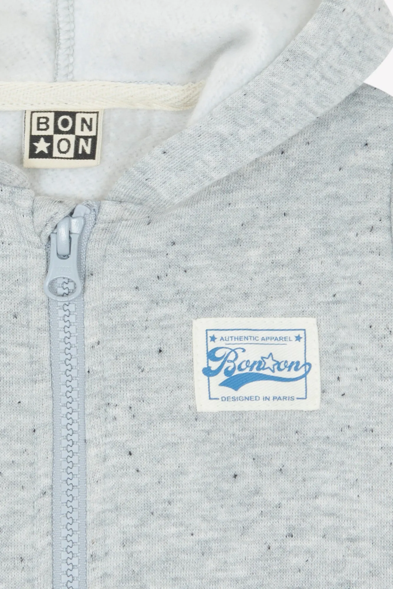 Bonton Lu Vintage hættetrøje baby grå lynlås