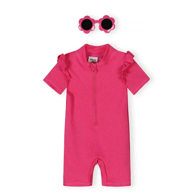 Minoti svømmedragt pink flæse polyester