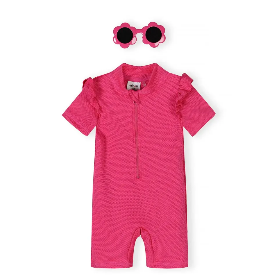 Minoti svømmedragt pink flæse polyester