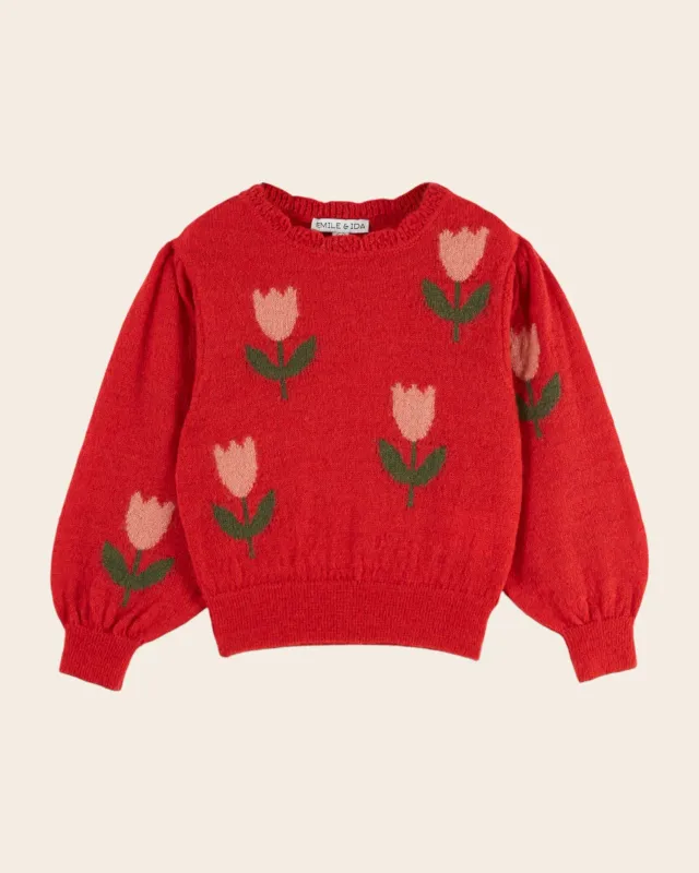 Emile et Ida Tulipe strik rød mohair 03M