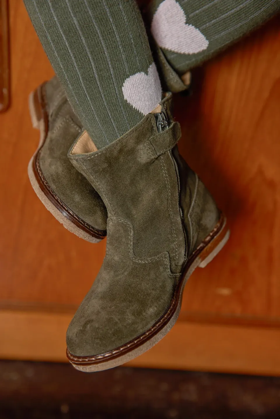 Bonton Escape bottines kaki læder str 24-37