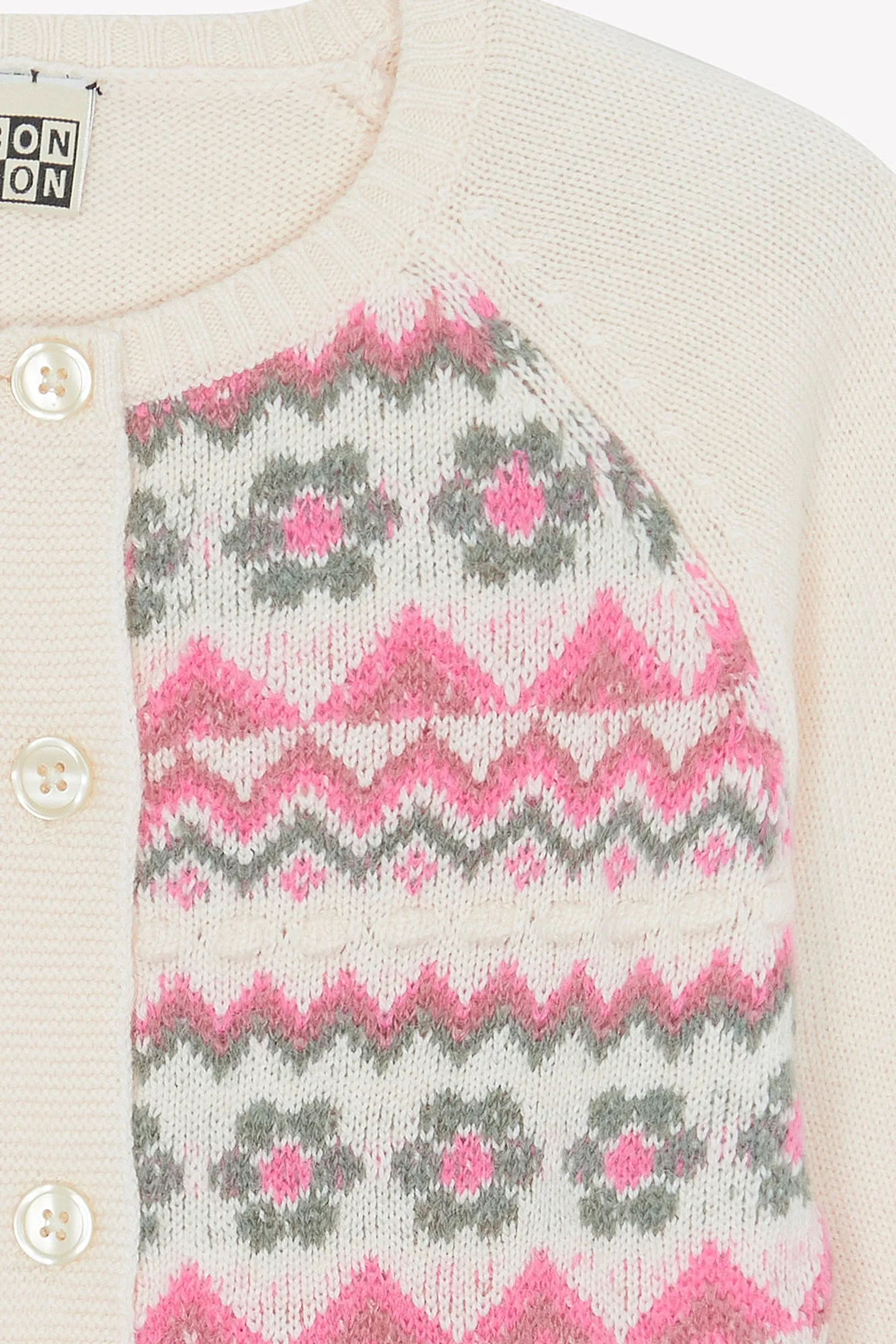 Bonton Pia cardigan milk uld jacquard 2-14 år