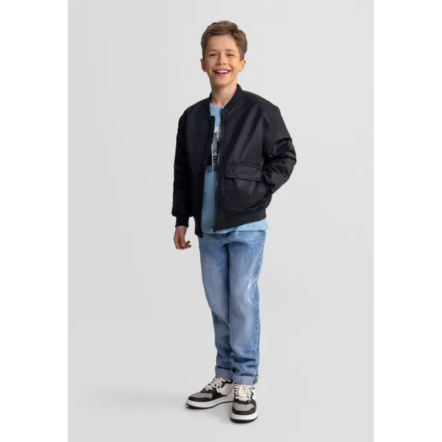 Minoti bomberjakke drenge sort let foret nylon