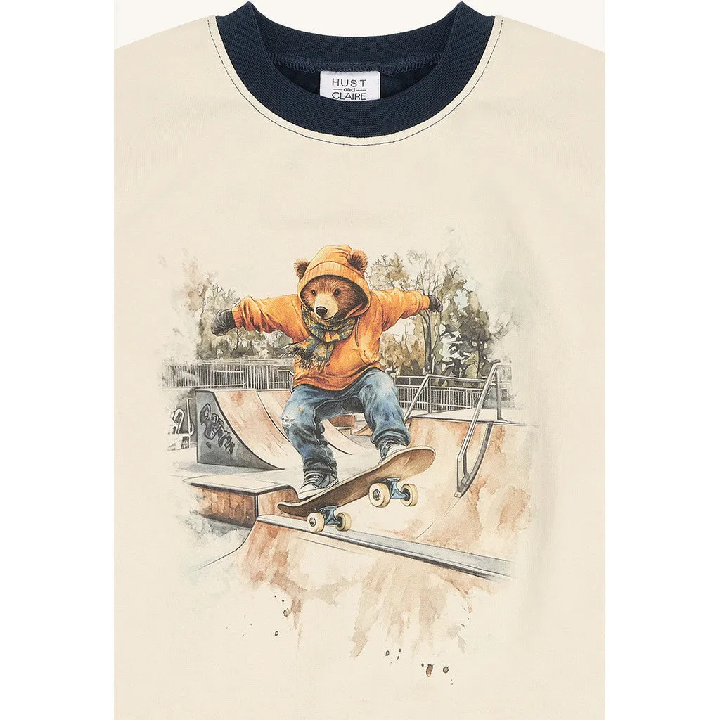 Hust & Claire Sejer Skating Bear sweatshirt blues bomuld