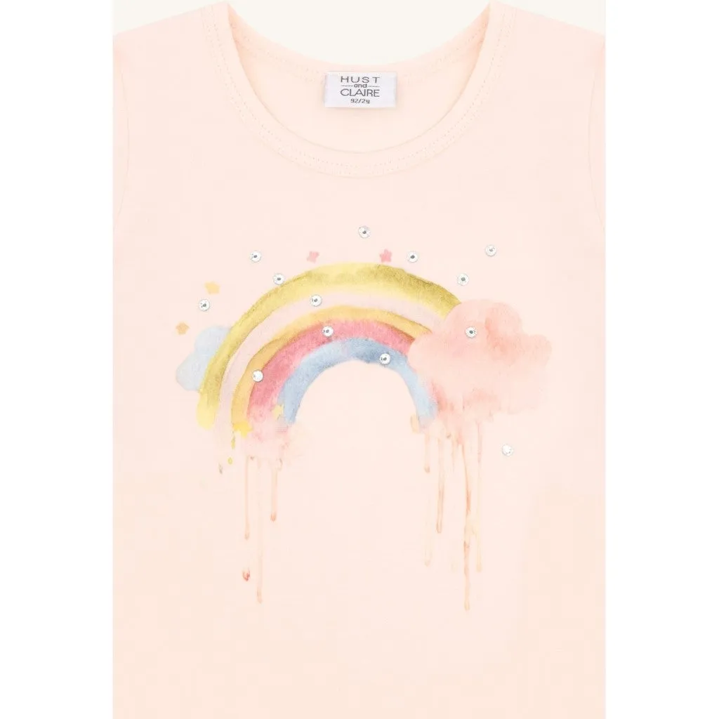 Hust & Claire Alma Rainbow T-shirt Quartz bomuld