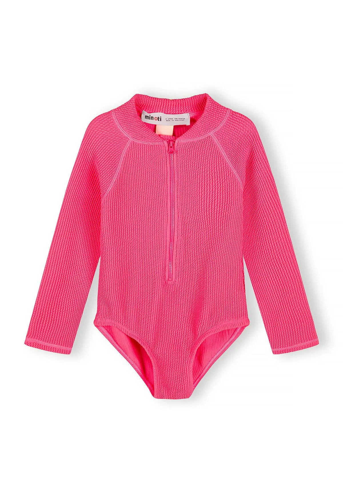 Minoti badedragt pink langærmet polyester