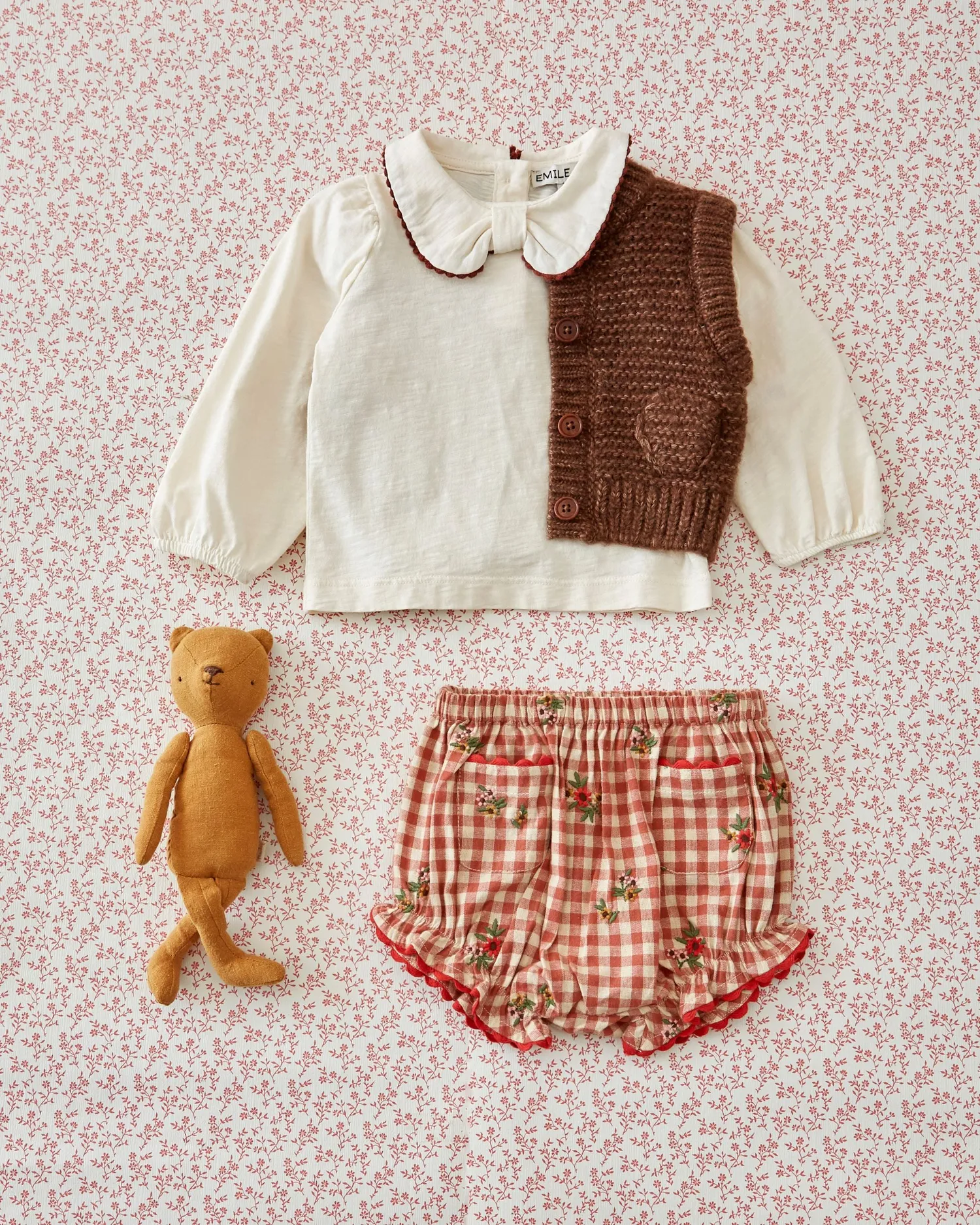Emile et Ida Vichy Broderi bloomer terracotta
