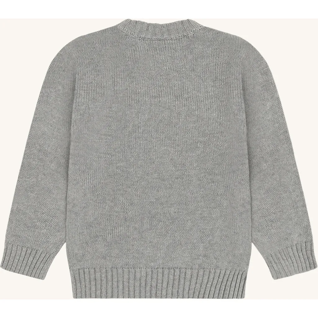 Hust & Claire Pelle Bear striktrøje Grey Melange bamse