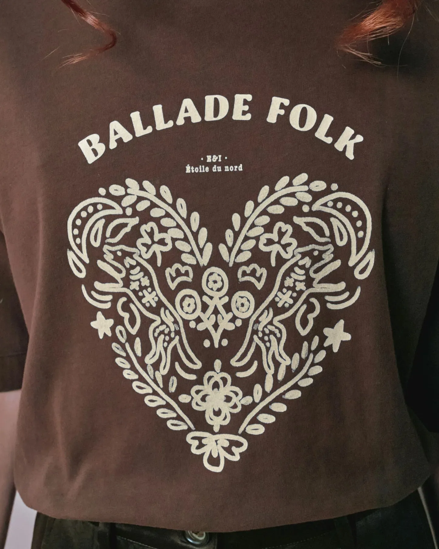 Emile et Ida Ballade Folk t-shirt brun hjerte