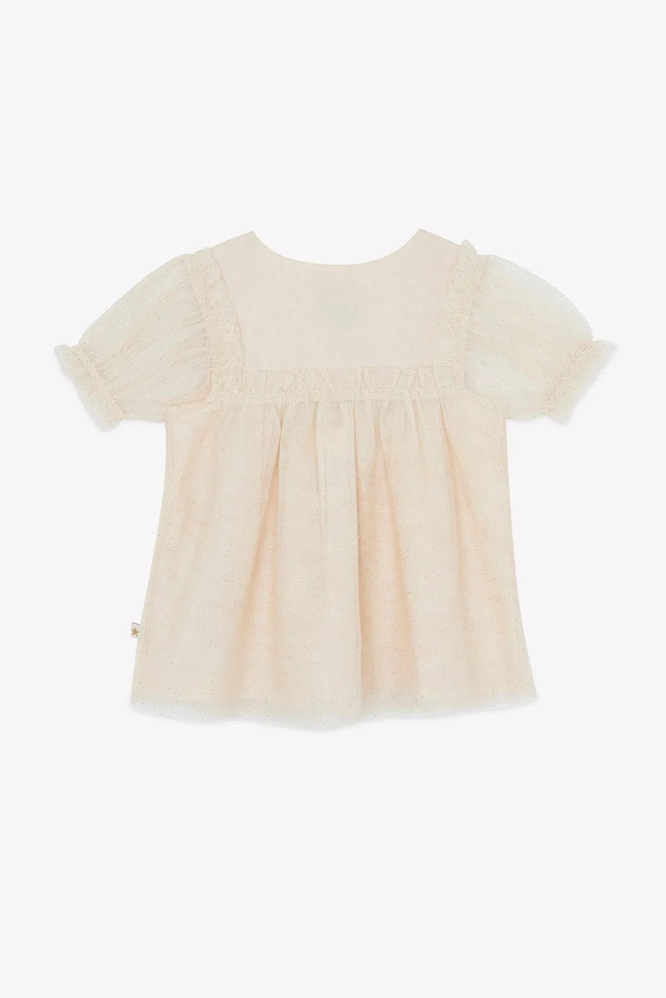Bonton Emma Mouton kjole tyl glimmer perleknapper