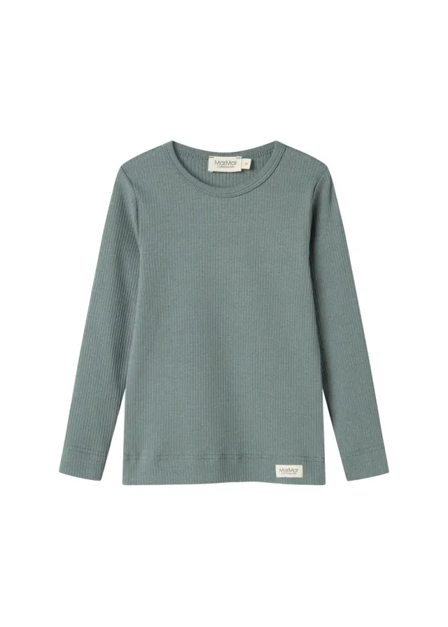 MarMar Plain Tee LS T-shirt Dusty Green rib