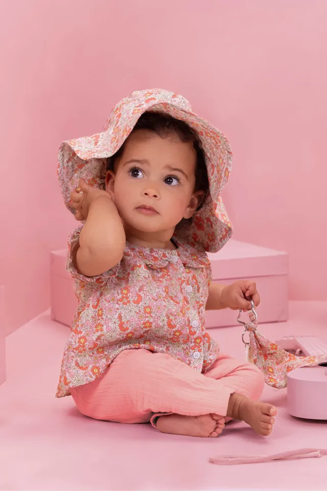 Bonton Labobine Fleur Vintage Rose bøllehat bomuld