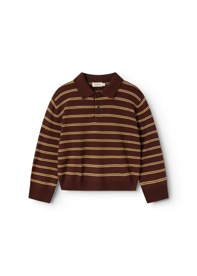 MarMar Teno Polo strikpolo Dark Wheat Stripe stribet