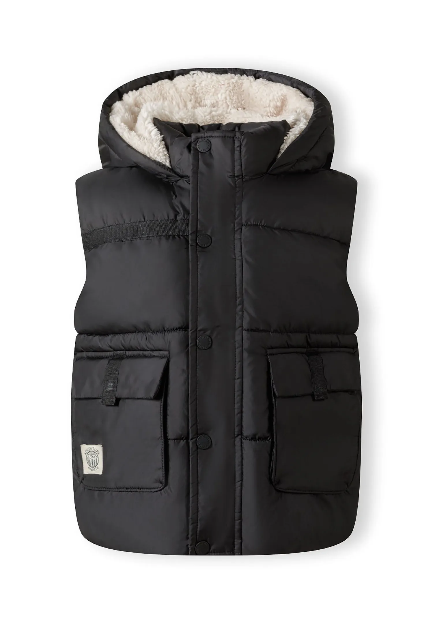 Minoti 43307 vest quiltet sort teddy foret drenge