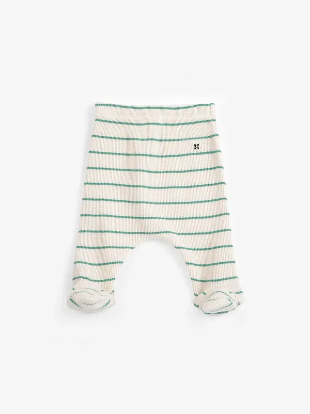 Bobo Choses Stripes leggings med fod råhvid baby