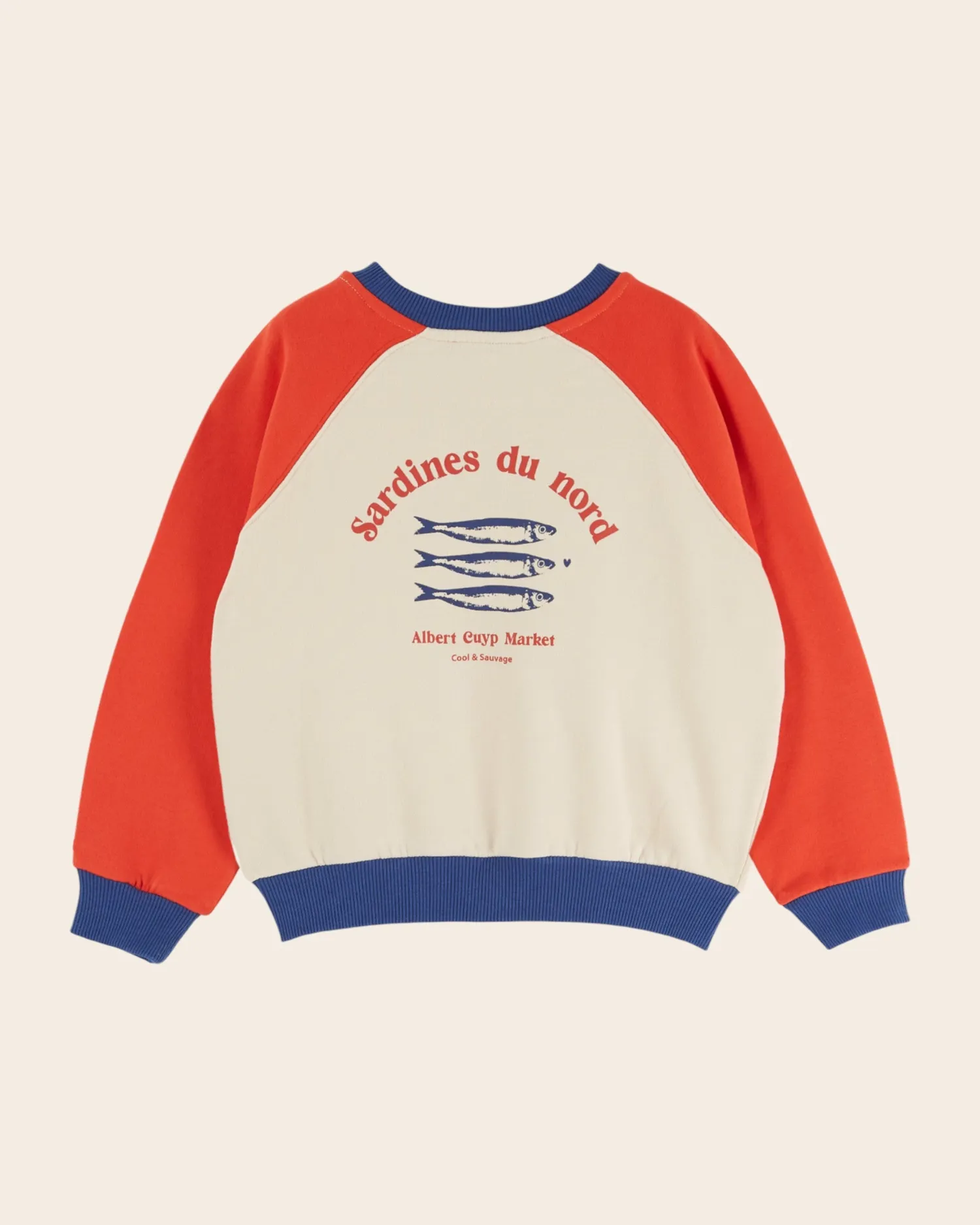 Emile et Ida Tricolore sweatshirt ecru sardine økologisk