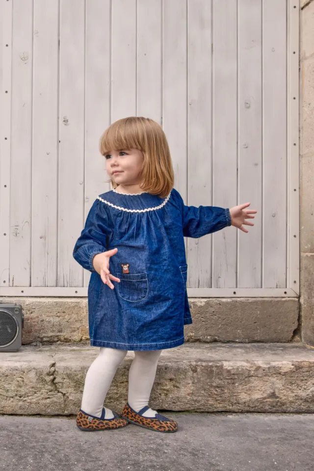 Bonton Mada Denim kjole blå plumetis