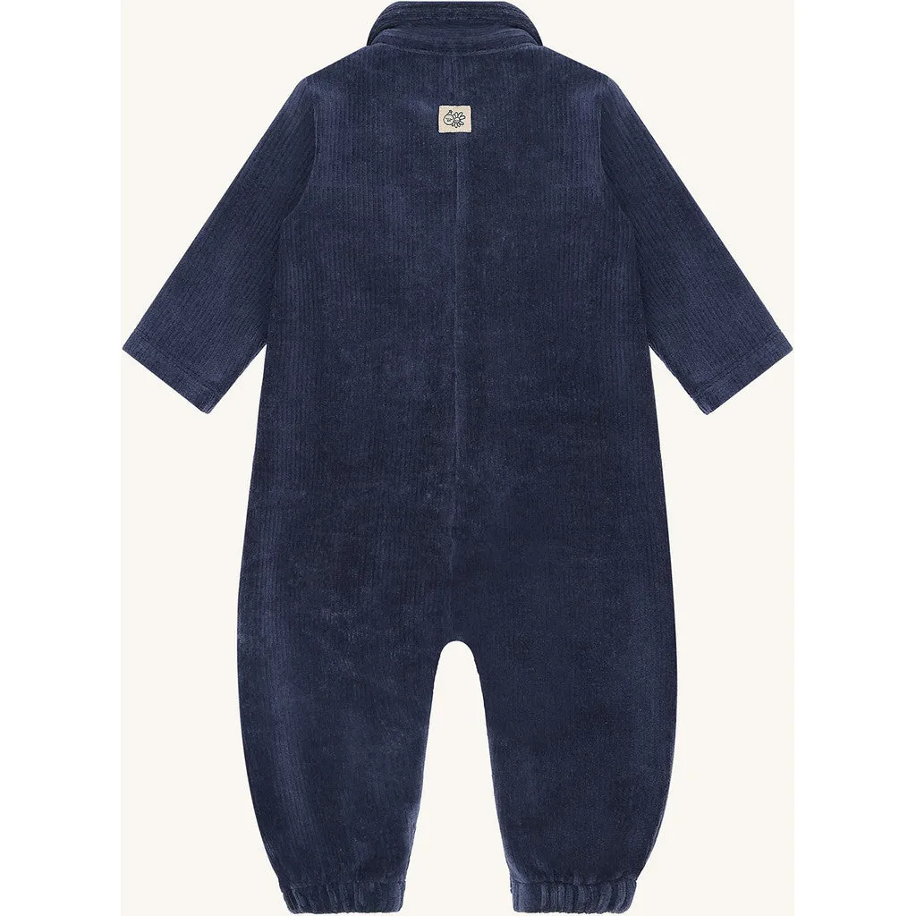 Hust & Claire HCMars Ribbed velour heldragt Blues bomuld