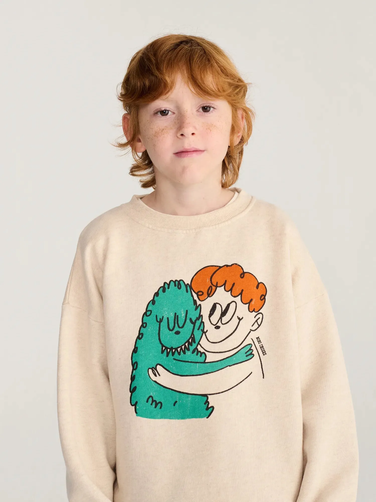 Bobo Choses Hug Hairy Monster sweatshirt beige bomuld