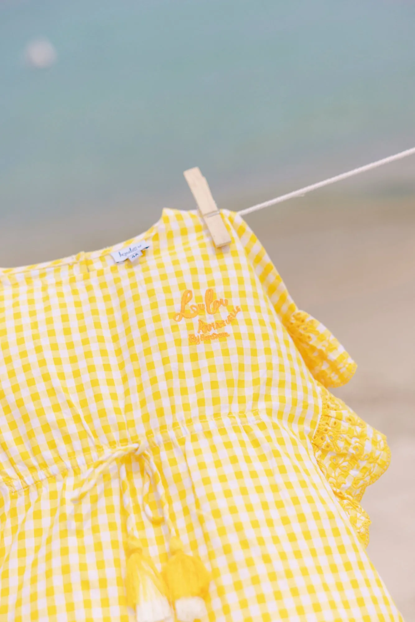 Bonton Loulou Vichy bluse gul ternet bomuld