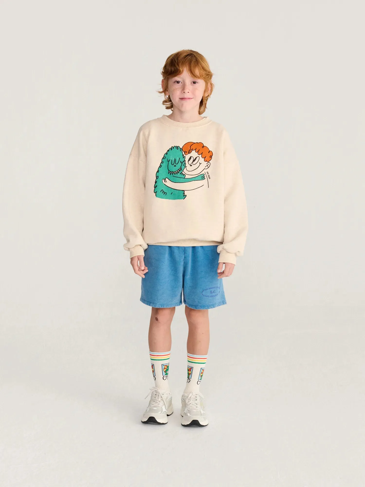 Bobo Choses Hug Hairy Monster sweatshirt beige bomuld