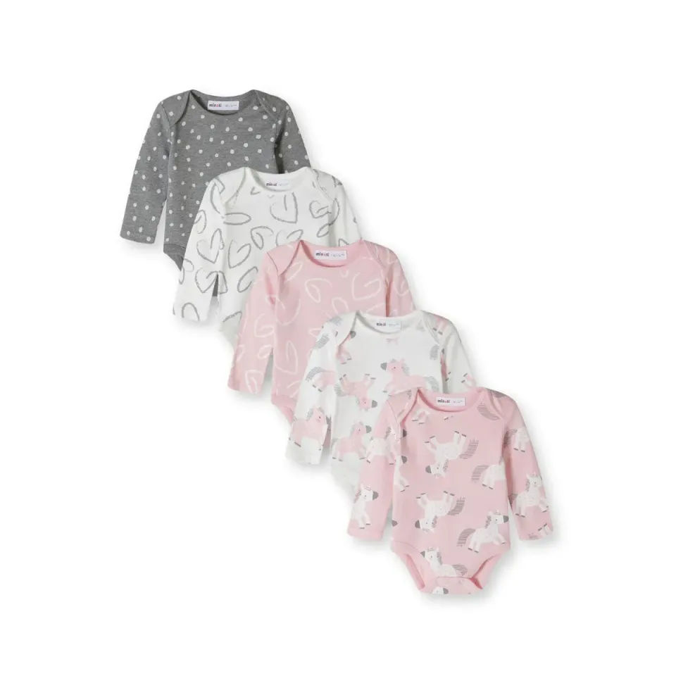 Minoti body 5-pak langaermet print bomuld