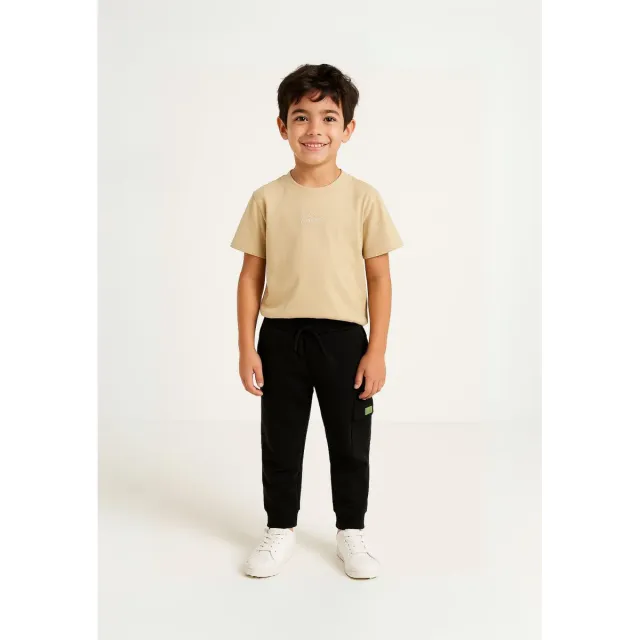 Minoti 42510 jogging sæt drenge sort beige broderi