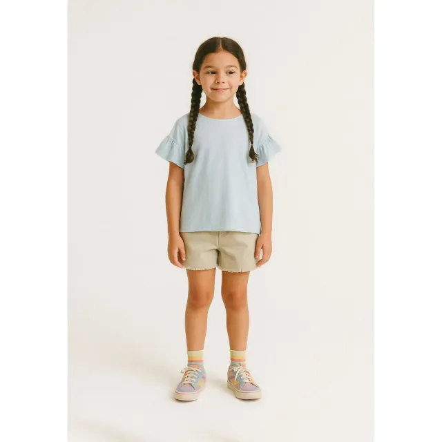 Minoti 38835 pige shorts stone bomuldstwill