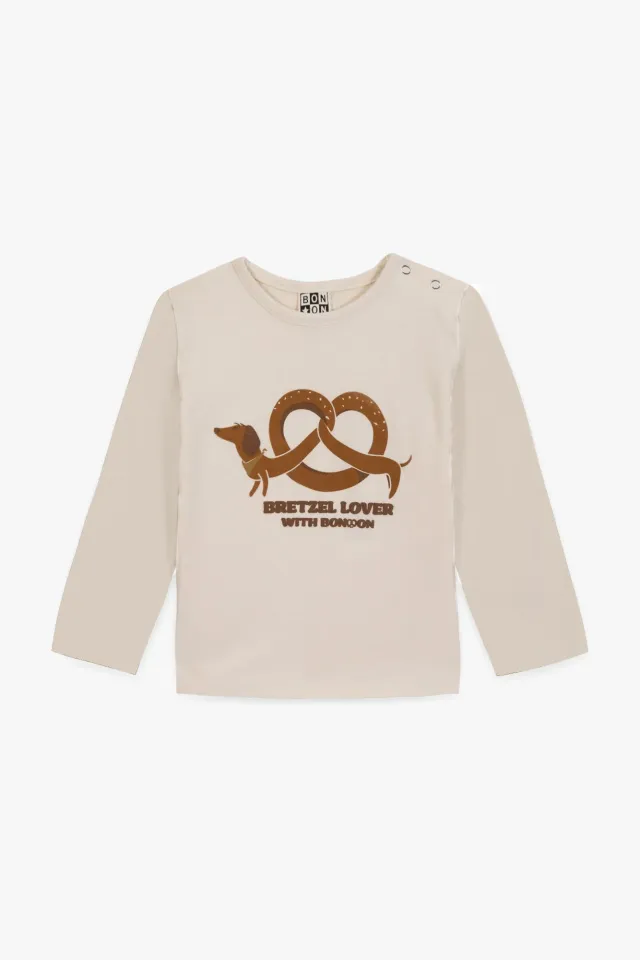 Bonton Taxi Bretzel Barn T-shirt brun bomuld 3M-3A
