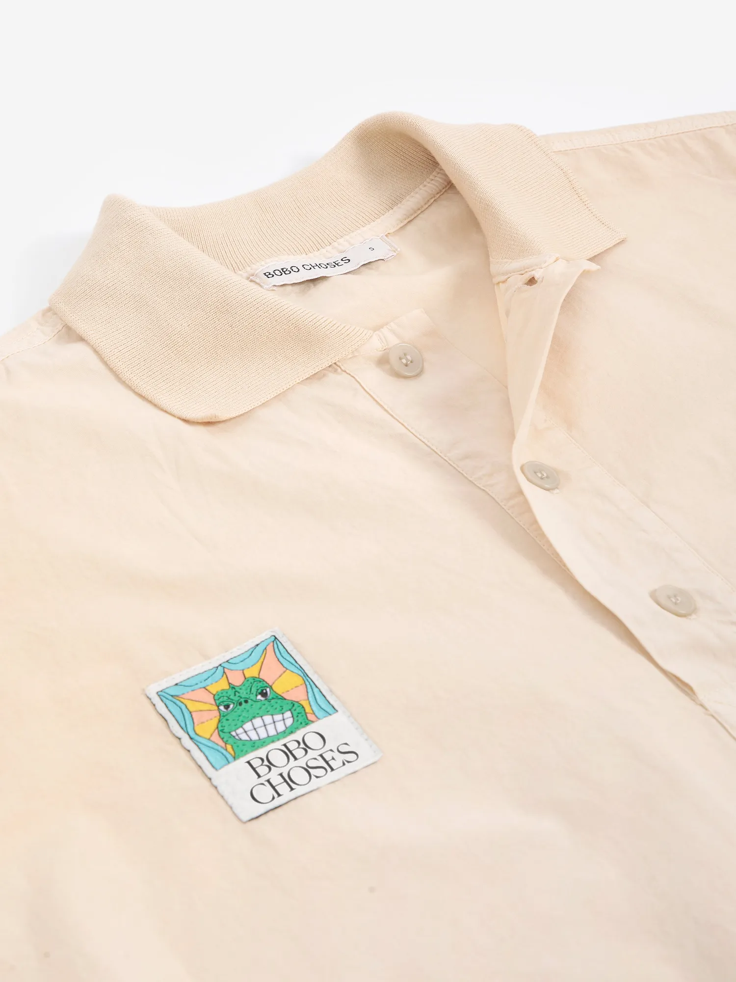 Bobo Choses Labelled oversize poplin polo shirt offwhite M