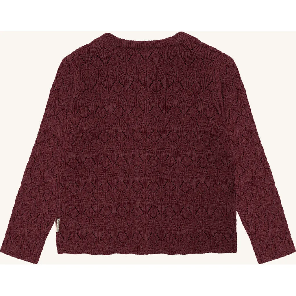 Hust & Claire HCCilja Pointelle cardigan New Maroon øko