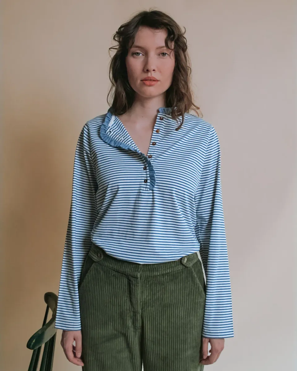 Emile et Ida Evania t-shirt blå stribet langærmet