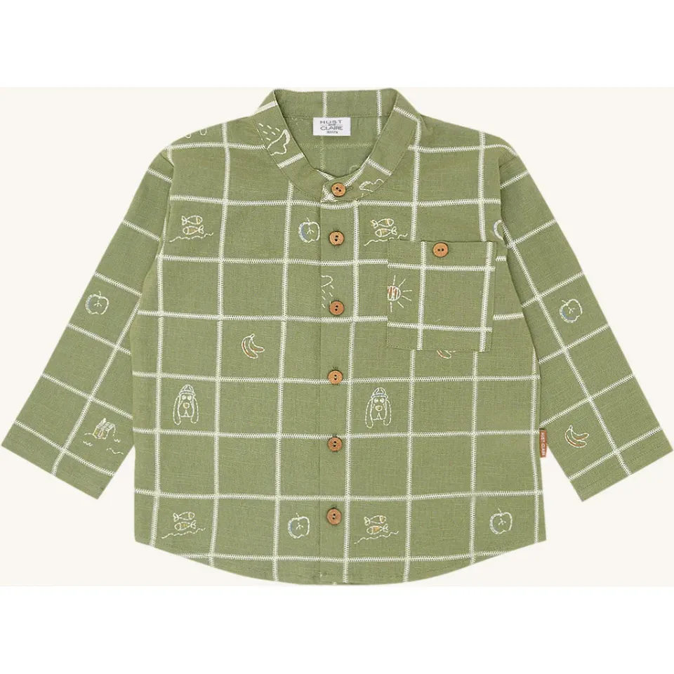 Hust & Claire HCRasser Carpet skjorte Light Green bomuld