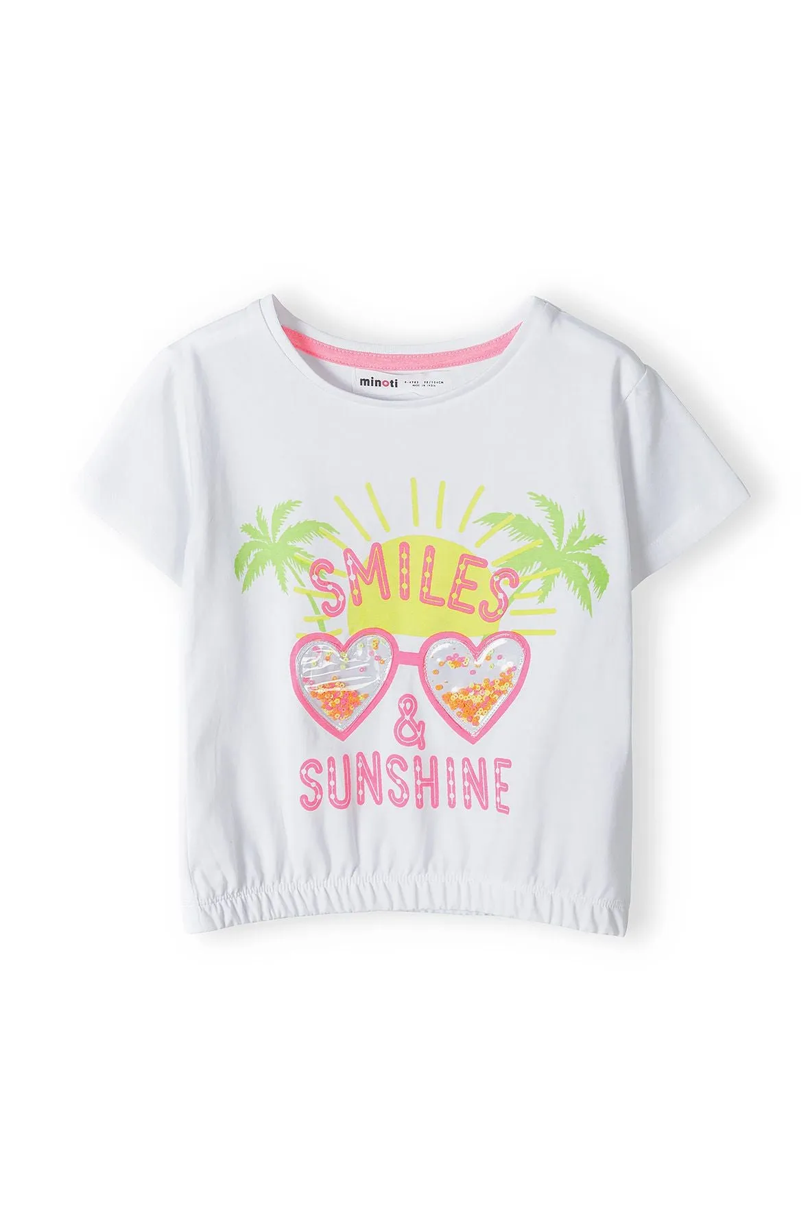 Minoti 38202 t-shirt hvid bomuld palmeprint