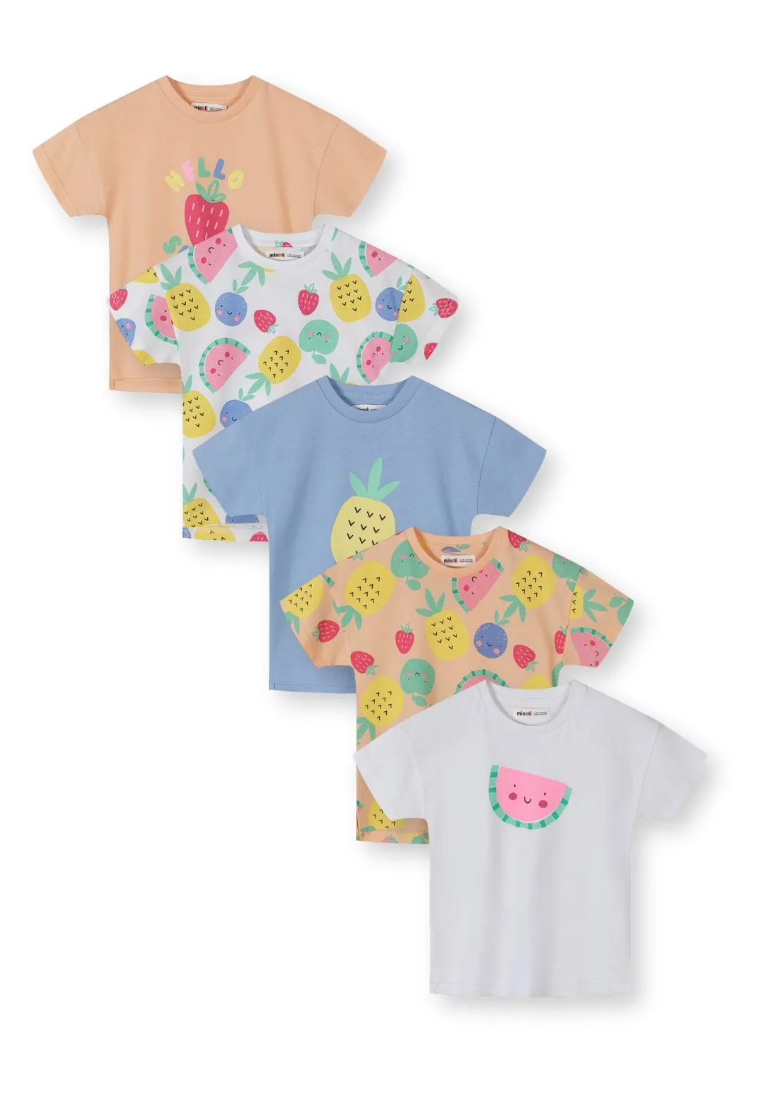 Minoti 44812 t-shirt 5-pak frugtprint piger