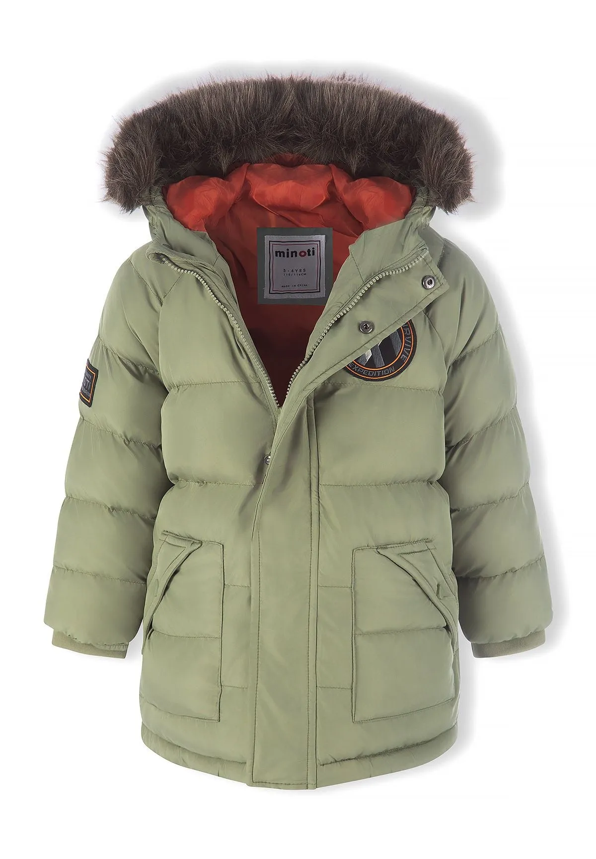 Minoti 45222 parka oliven aftagelig pels drenge