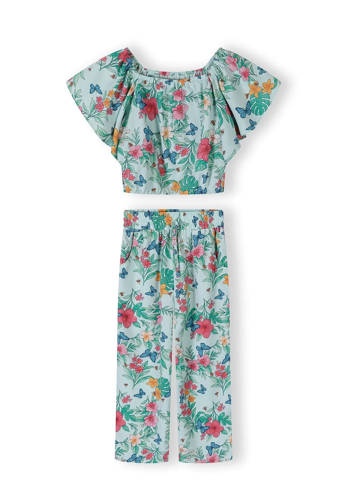 Minoti 44661 sæt mint viskose blomster