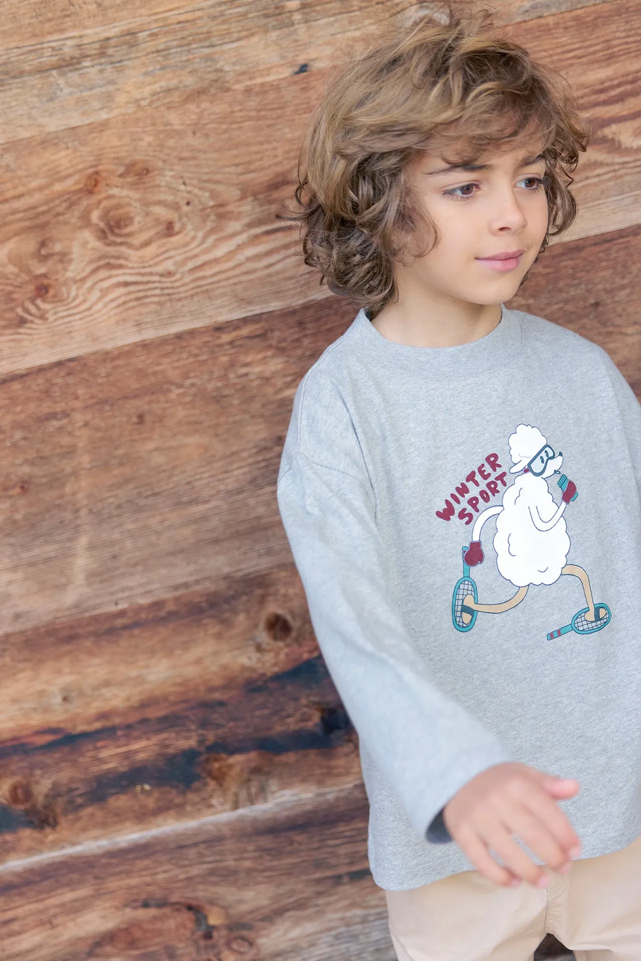 Bonton Laurel Winter t-shirt til børn grå langærmet